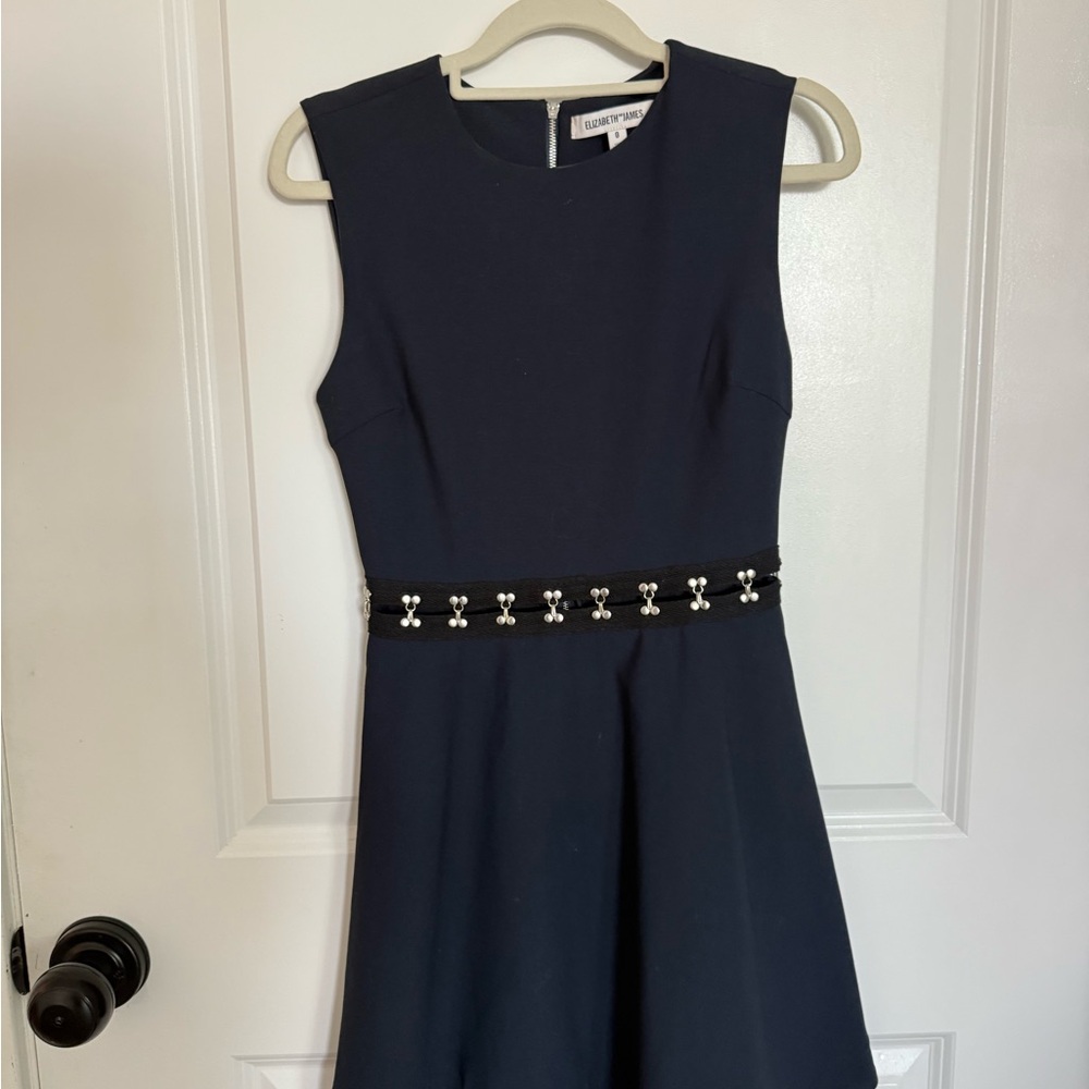 Elizabeth and James Blue Embellished A-Line Mini Dress